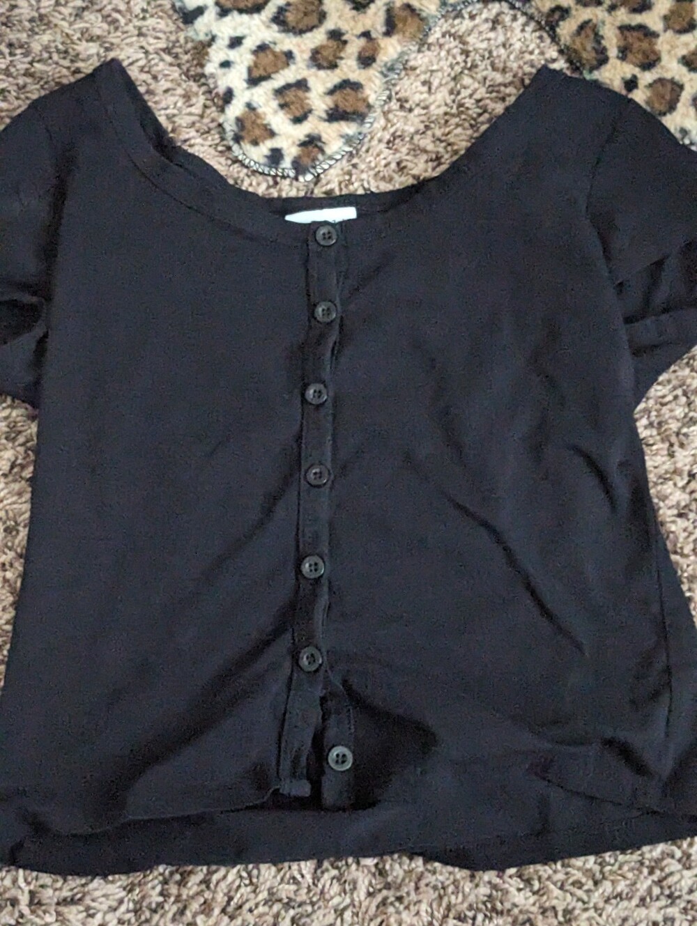Rue21 Black Button-Front Crop Top